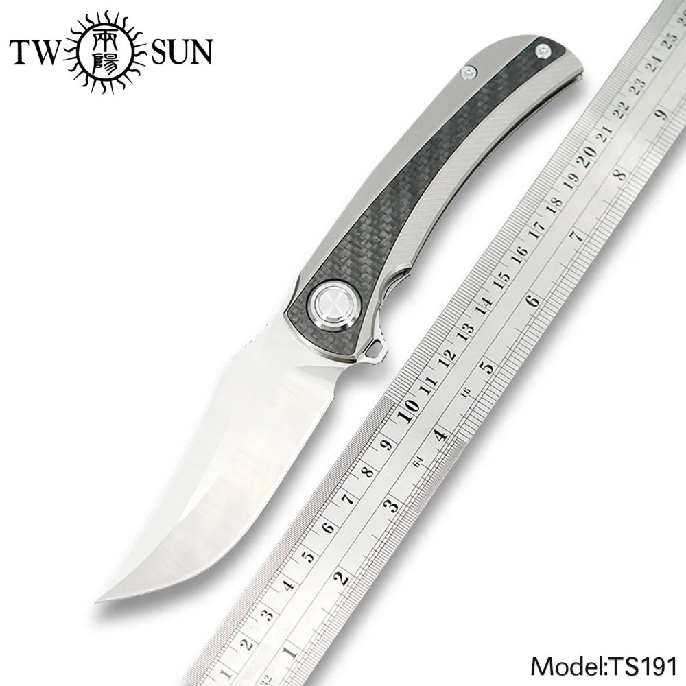 

TWOSUN knives S90V blade folding Pocket Knife tactical Knife camping Knife outdoor Survival tool EDC Titanium Fast Open TS191