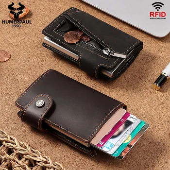 

Men RFID Anti-theft Smart Card Wallet Thin Pop up ID Card Holder Automatically Solid Metal Bank Credit Card Holder Business Mini