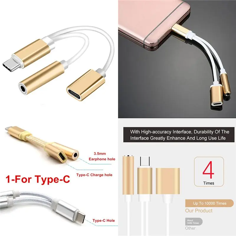 Горячий 3c-золотой USB TYPE-C до 3,5 аудио кабель TYPE-C кабель для гарнитуры TYPE-C зарядки телефона