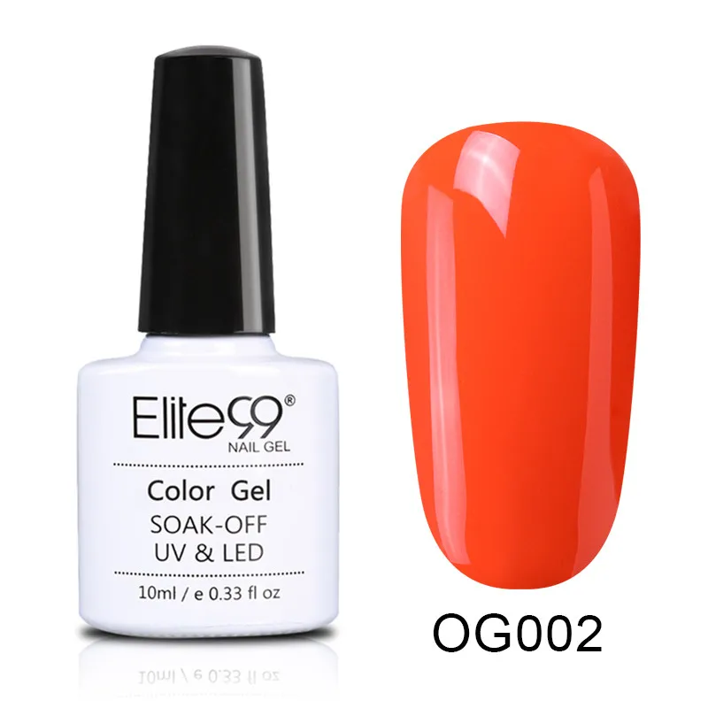 OG002 Elite99 10 мл, оранжевый чистый цвет УФ-Гель-лак Декоративный Лак для ногтей замочить УФ гель лак для ногтей маникюр Бегония серия Гель-лак - Цвет: OG002