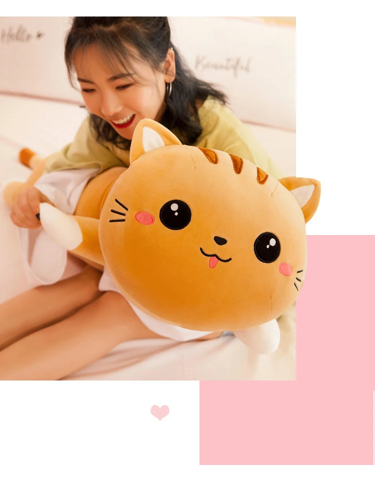 Kawaii Long Happy Cat Pillow Plush XL (90cm)