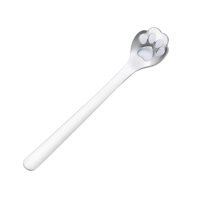 Cute Mini 304 Stainless Steel Claw Shape Coffee Spoon Household Cake Spoon Tableware Stirring Spoon Long Handle Cat Claw Dog - Цвет: B1