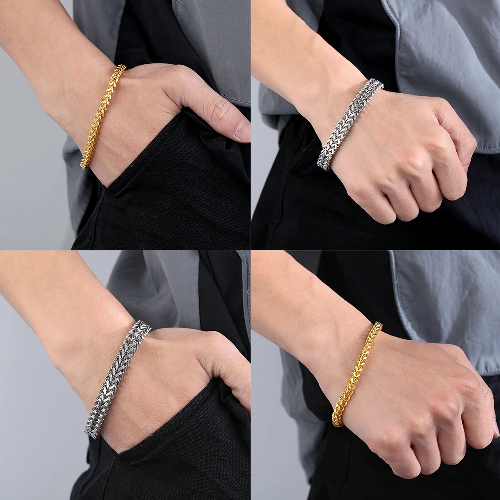 1 шт. элегантный браслет из нержавеющей стали цепочка со змеиным плетением для