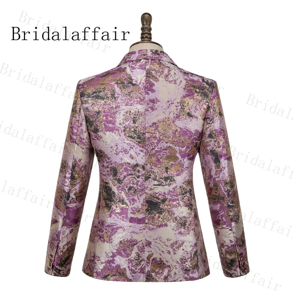 Bridalaffair, Мужские жаккардовые костюмы с отворотом, уникальный узор, лучшие мужские свадебные костюмы, смокинги, Блейзер, жилет, брюки