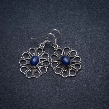 

Natural Lapis Lazuli Handmade Mexican 925 Sterling Silver Earrings 1 1/2" T5081