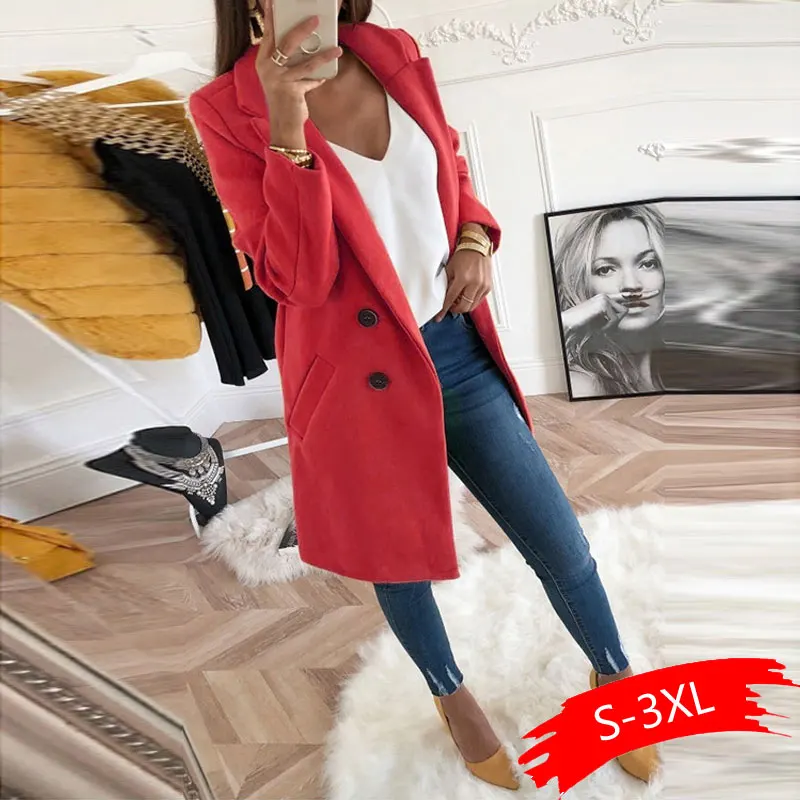 Для женщин; Большие размеры XXXL из смески шерсти пальто осень-зима с длинным рукавом Повседневное более Размеры верхняя одежда; куртки пальто