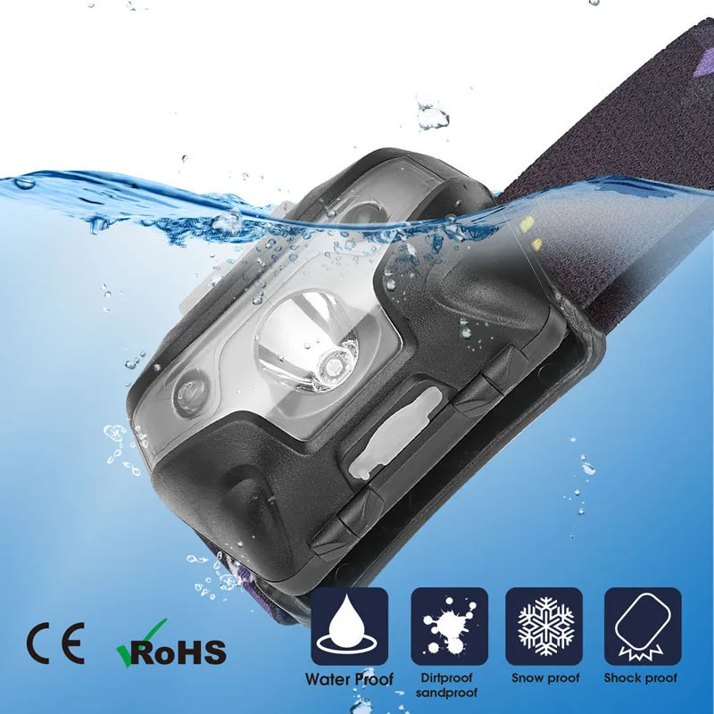  Powerfull Headlamp Rechargeable LED Headlight Body Motion Sensor night fishing Head Flashlight Camp