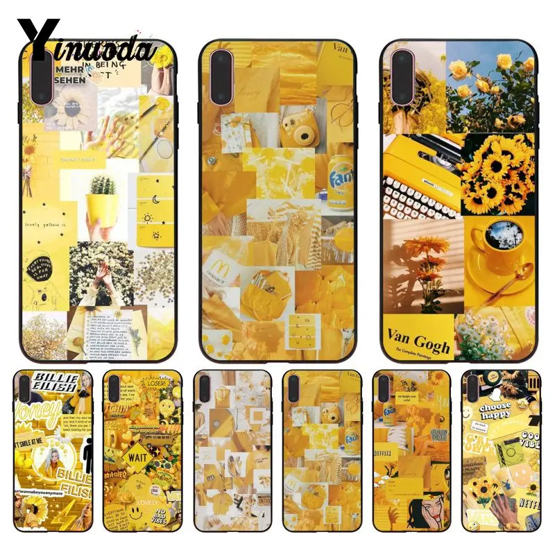 

Yinuoda For iphone 7 XSMAX Case Yellow Flower Love Aesthetic Art Phone Case for iPhone 7 X 6 6S 8 Plus X 5 5S SE XR XS XSMAX