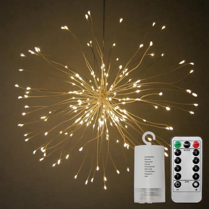 

Led String Lights Decorative Garland Wedding Christmas Lights Foldable Bouquet Shape Firework Lights, Warm White