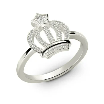 

AILIN Personalized Birthstone Crown Ring Sterling Silver Princess Tiara Ring for Women