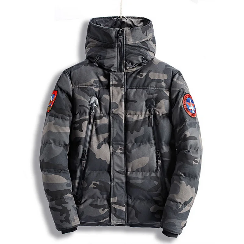 Зимняя куртка с подкладкой размера плюс M-XXXL 4XL, Мужское пальто, одежда, толстая, сохраняющая тепло, военная Камуфляжная парка - Цвет: ASIAN SIZE 16Q3901 G