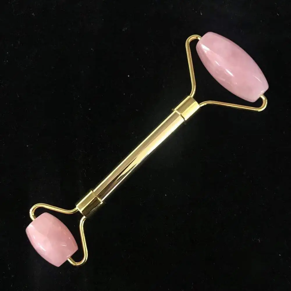 Roller Натуральный розовый кварц ролик Gua Sha доска инструмент Кристалл кварц драгоценный камень массажный ролик для похудения против морщин для женщин ZJJ - Цвет: Roller