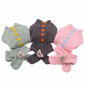 

Pet Dog Clothes Striped Clothings Dogs Jumpsuits Super Small Clothing Cute Bear Print Flower Autumn Winter with Scarf Ropa Perro