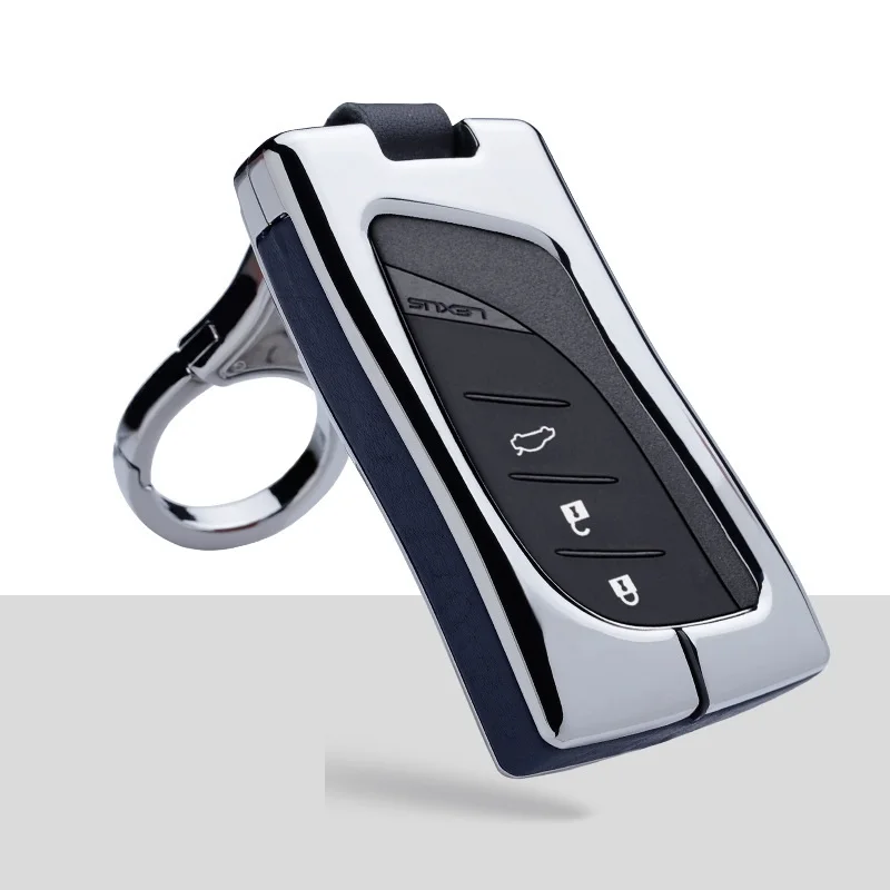 silver blue Автомобильный оцинкованный сплав и кожаный брелок держатель Чехол подходит для Lexus ES300h ES350 ES200 ES260 LS350 LS500h брелок для автомобиля-Стайлинг - Название цвета: silver blue