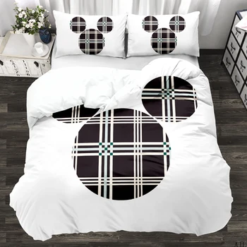 

Disney Black White Mickey Minnie Mouse Bedding Sets Boy Girl Adult Twin Full Queen King Bedroom Decoration Quilt Duvet Cover Set