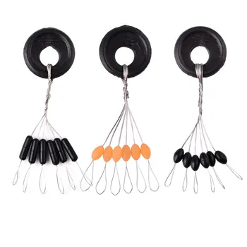 

60 Pcs 10 Groups/Set Float Black Rubber Stopper Fishing Bobber Stopper Float Oval Bean Space Fishing Line Tackle Accessories