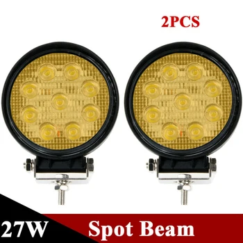 

2pcs Car Light Amber Bar 27W Round Spot Offroad Driving Fog Lamp Brand new