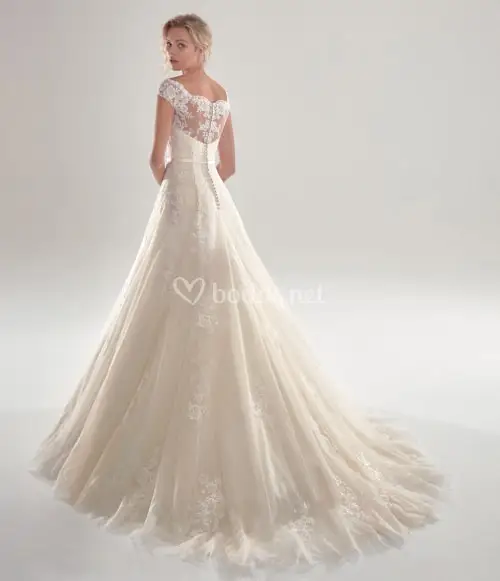 

2020 White Long Vestido De Novia Bridal Gowns custom size Sexy lace appliques short sleeves ivory Illusion Lace Wedding Dresses