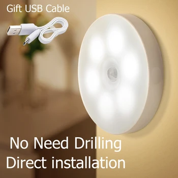 

LED Sensor Light Automatic Night Light Wireless USB Rechargeable Wall Lamp Human Body Induction Lamp For Bedroom Stair Bathroom