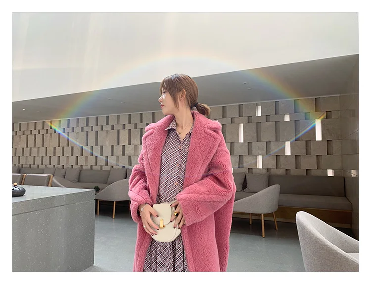 women clothing winter outerwear real coats new winter coat silhouette particles alpaca fur coat fluff it 1018