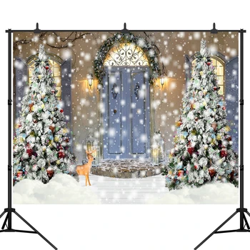 

Snowflake Photophone Christmas Tree Winter Arch Door New Year Photo Studio Backdrop Background Photography Photozone