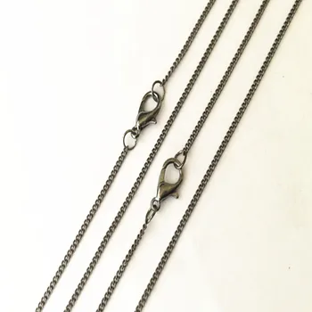 

1MMX2MM Gunmetal Color Link necklace pendant chain Accessories Connector With Lobster Clasp 50Pcs/Lot
