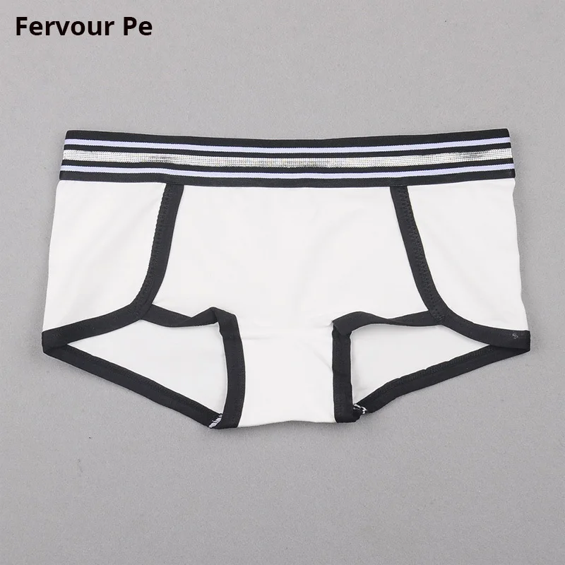 

Neutral underwear cotton Silver Belt sports panties breathable Minimalist style Cool girl Boyshort Plus Size M-XXL A19107