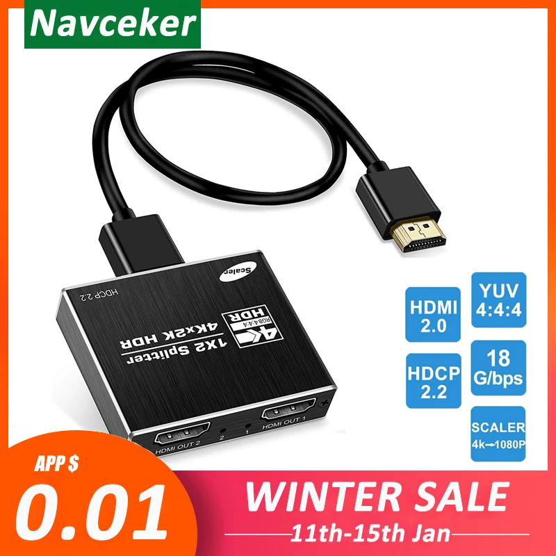 2020 Лучший 4K HDMI сплиттер 1x2 2 0 1 в выхода усилитель переключатель HDR HDMI2.0 для Apple TV XBox