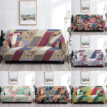 

Abstract Geometric Elastic Sofa Cover Stretch Slipcover for Living Room All-inclusive Couch Covers Sectional Sofa Cover 1/2/3/4