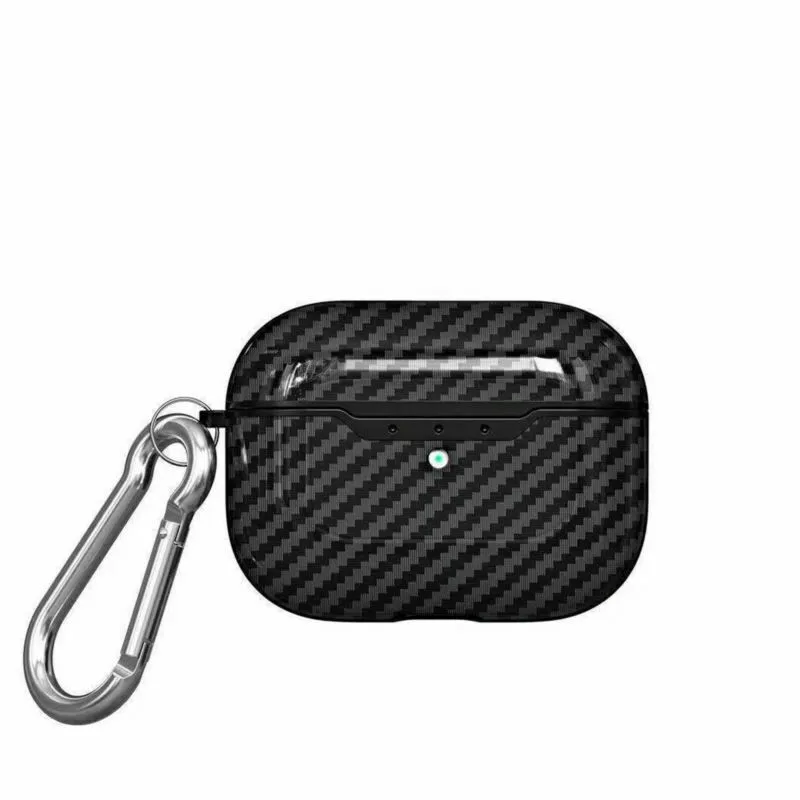 Защитный чехол для AirPods Pro из углеродного волокна/Силиконовый Мягкий противоударный защитный чехол для наушников Air Pods Pro с брелком