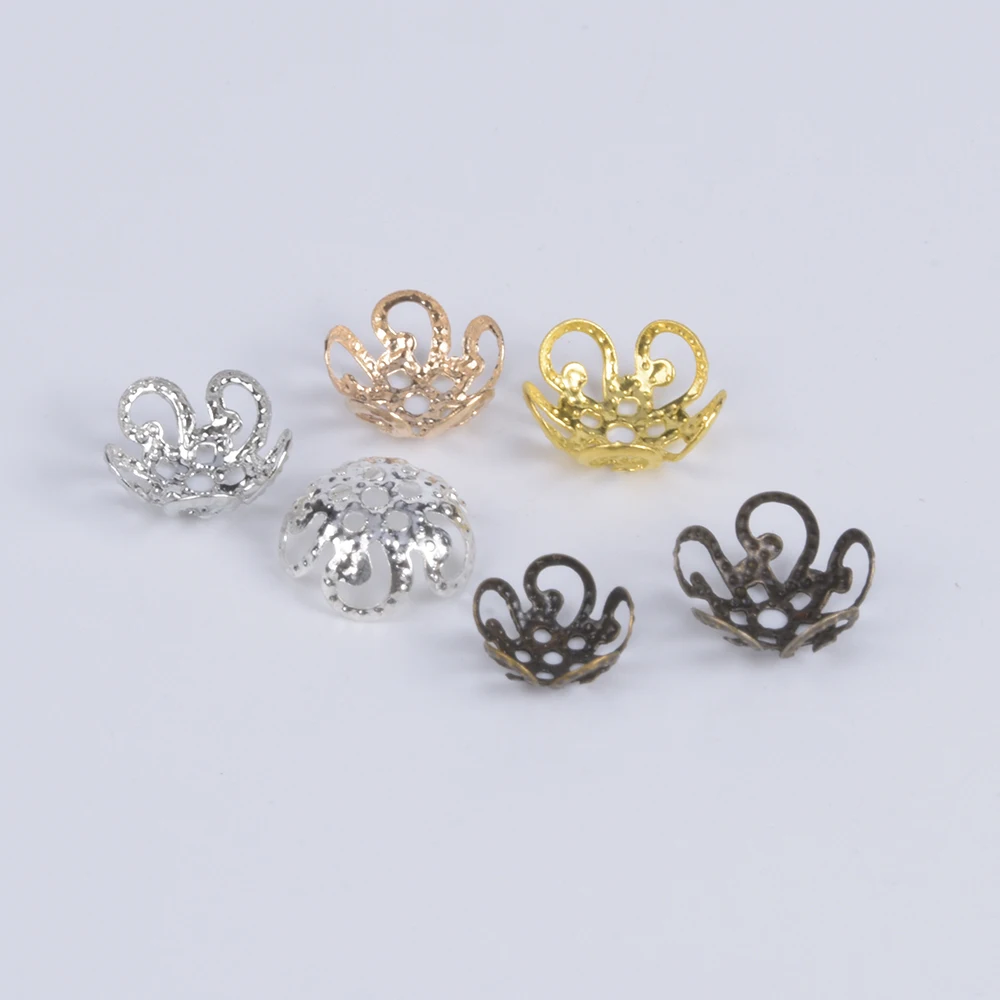 

100Pcs/Lot 6 Colour Bead Caps End Caps Receptacle Hollow Out Flower Torus DIY Spaced Apart Jewelry Making