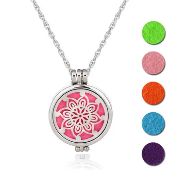 

10pcs flower Vintage Aromatherapy Perfume Essential Oils Diffuser Necklace Locket Necklace Pendant Necklace