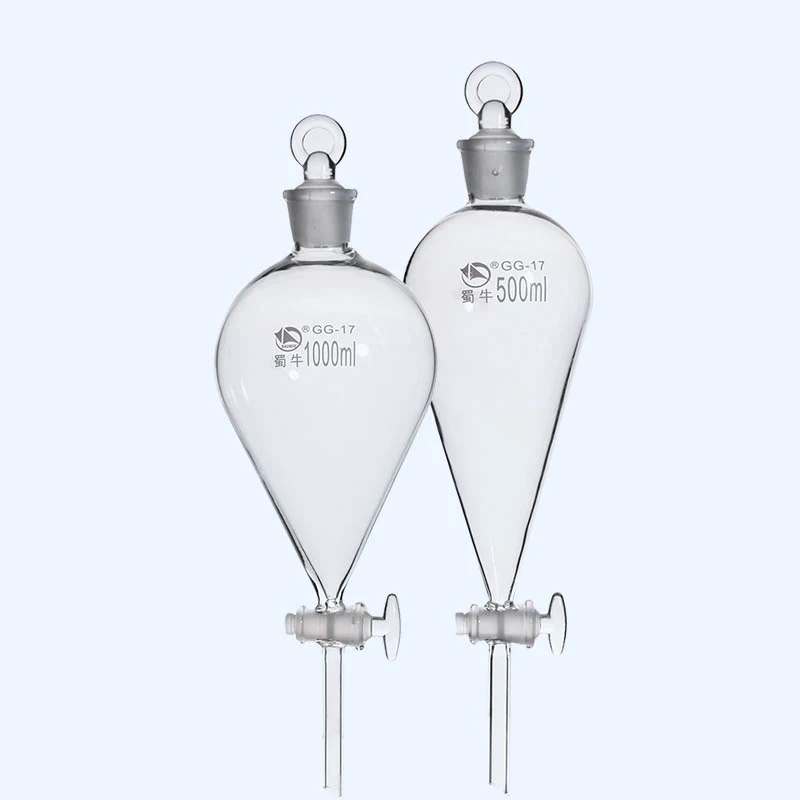 60 to 1000ml Glass Pear-Shaped Separatory Funnel  shaped drop - separating funnel fine oil - water separator laboratory