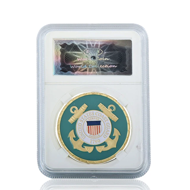 Coin with case RH Горячая Новинка США Coast Guard металлическая позолоченная монета горд членов семьи наших стран защитников вызов монета банк - Цвет: Coin with case