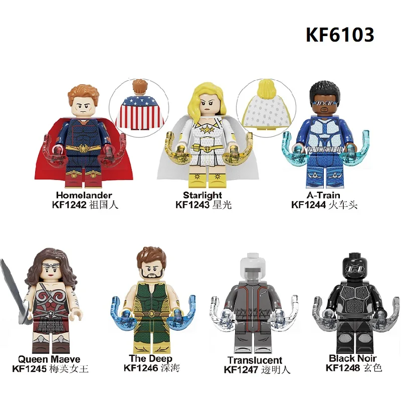 

Building Blocks The Boys Bricks Homelander Starlight A-Train Queen Maeve The Deep Black Noir Figures For Children Toys KF6103