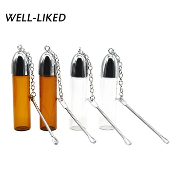 

Hot 2pcs/lot 72mm Bottle Portable Tobacco Accessorie Tools Secrete Glass Snuff Bottle Container Pill Case Keychain for Men Women