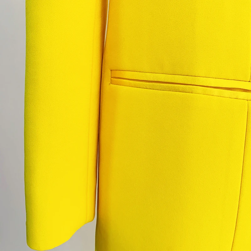Yellow Double Breasted Blazer Dress