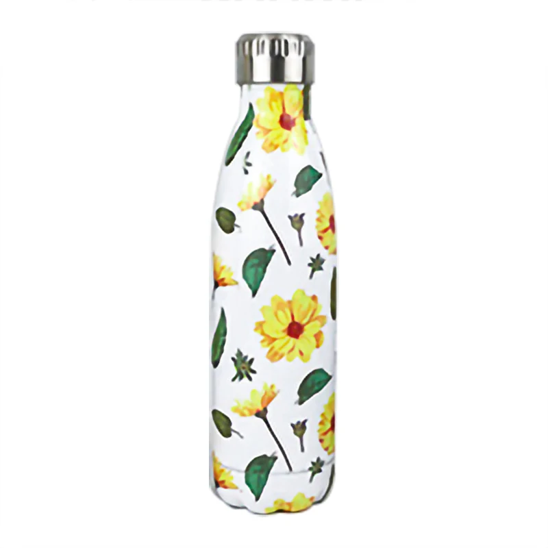 New Flamingo Floral Water Bottle BPA free Stainless Steel Thermos Bottle Gym Sport Travel Insulated Cup Mug Christmas Tumbler