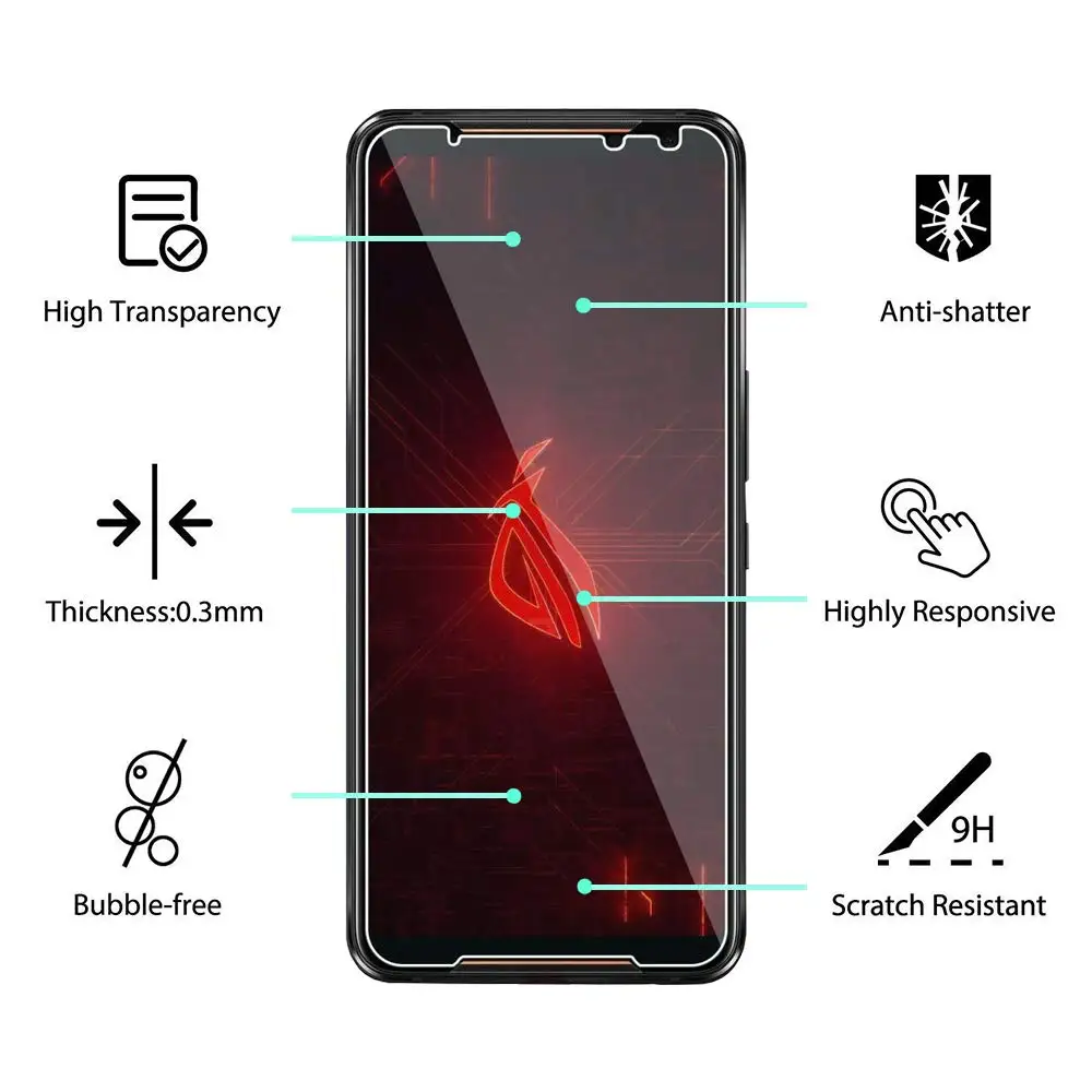 2 шт закаленное стекло для Asus ROG Phone II 2 ZS660KL Защитная пленка для экрана для Asus ROG Phone ZS600KL
