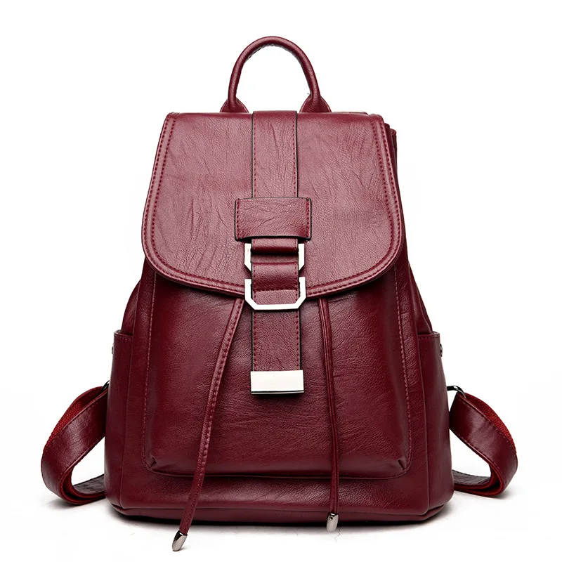 

Korean-style Backpack Women's 2017 New Style WOMEN'S Bag Fashion Soft Leather Backpack Casual Schoolbag a Generation of Fat