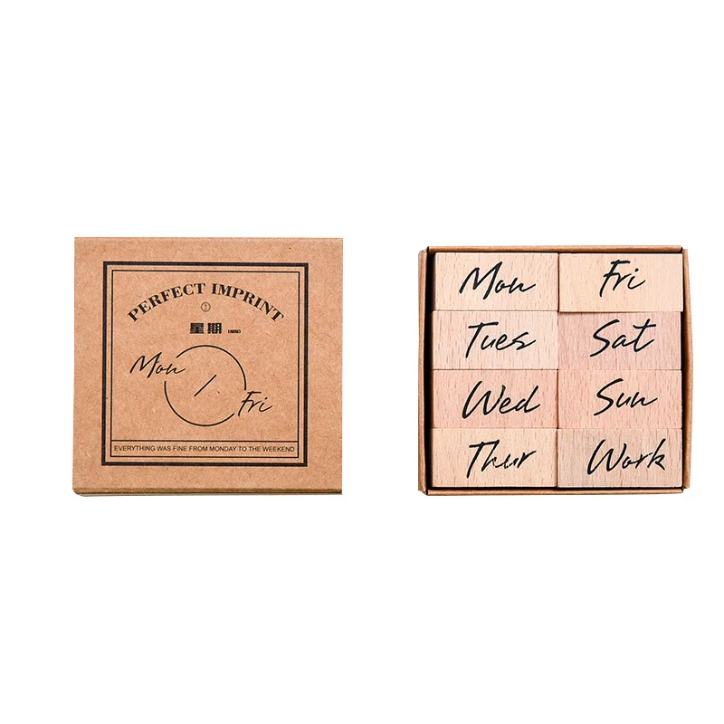 Fromthenon Wooden Stamp Weekly Monthly Number Diary Journal Stamps for  Scrapbooking Retro Vintage Stamp Set School Stationery