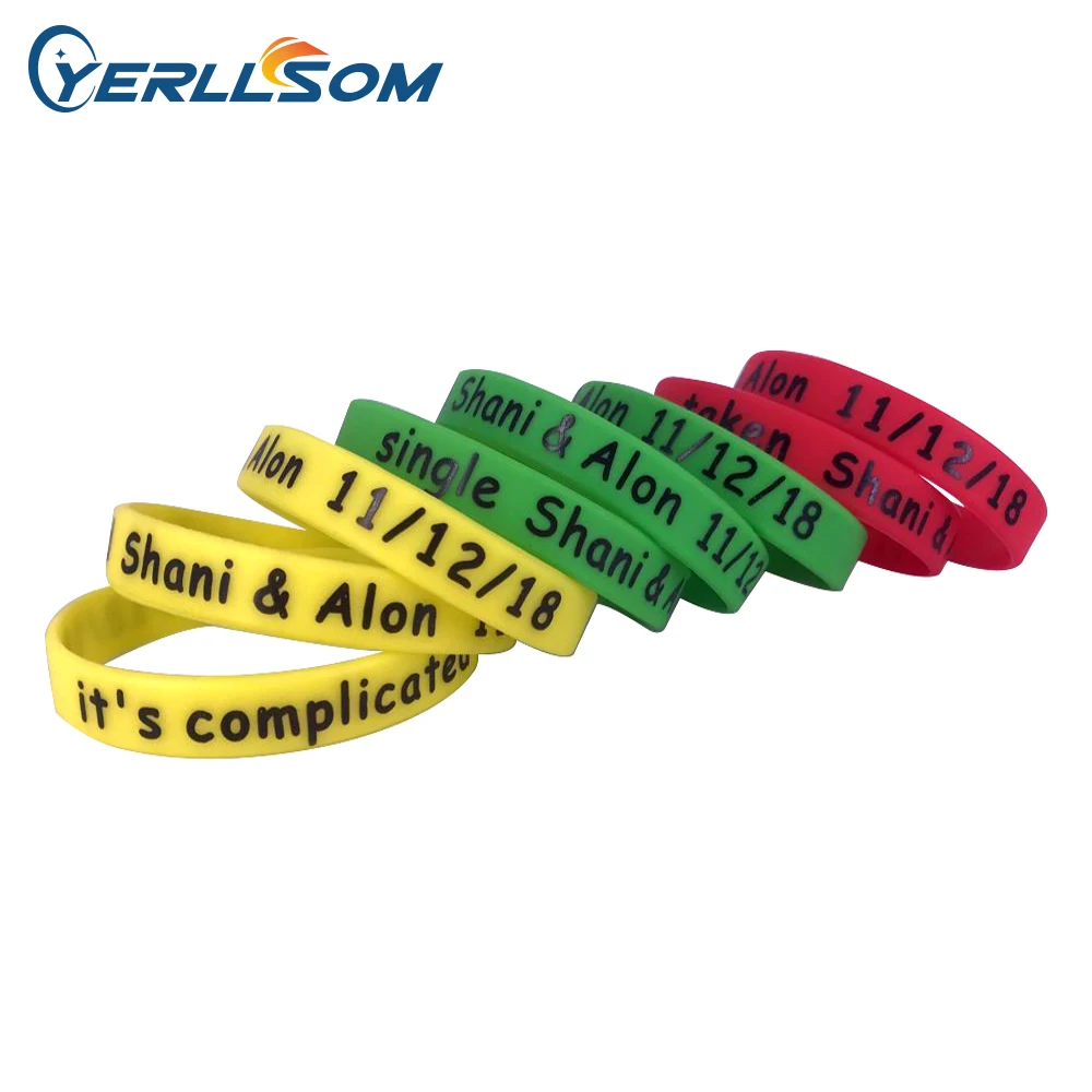 

YERLLSOM 300PCS Trade Assurance custom silicone bracelets with print Words for promotional gifts YS19081304