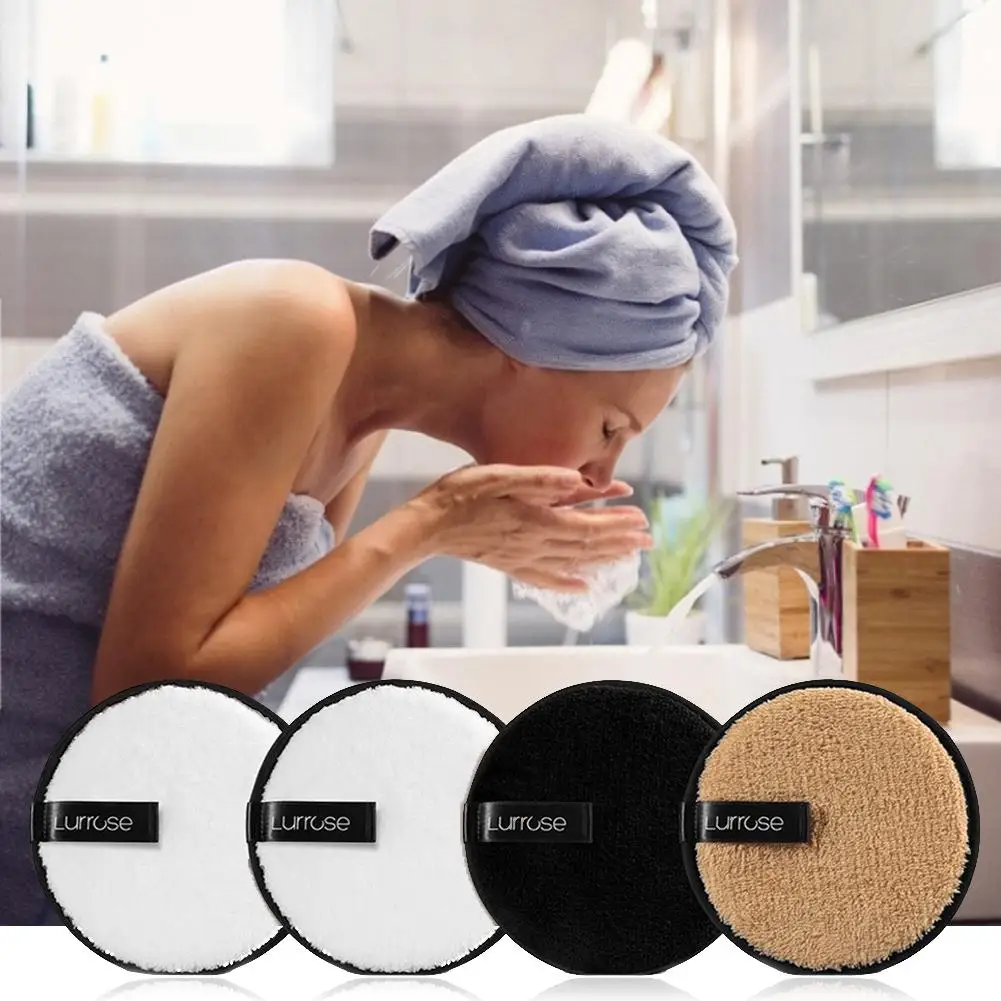 

4 Pcs Reusable Cotton Pads Makeup Facial Remover Pad Double Layer Washable Wipe Pads Nail Art Cleaning Pads With Laundry Bag New