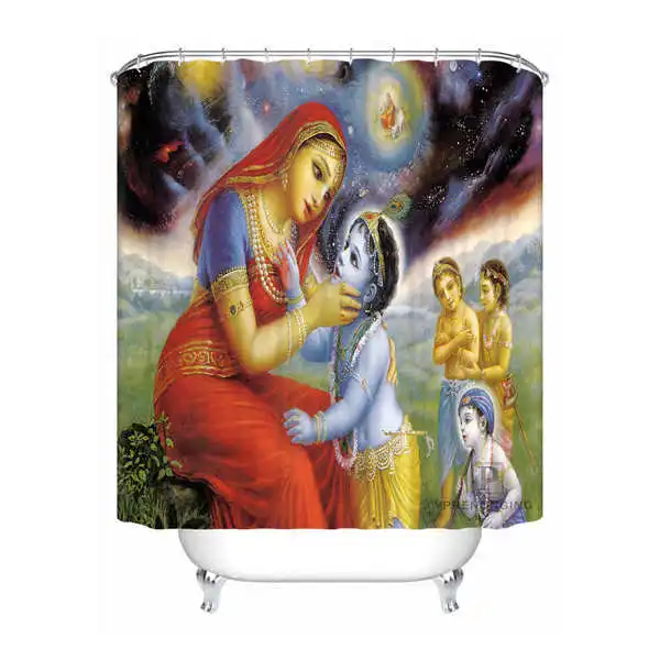 Shower Curtain Пользовательские Водонепроницаемый душ Шторы индийских богов@ 01 печатные Ванная комната Декор различные размеры#180324-01-14 - Цвет: Shower Curtain