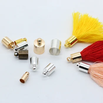 

50p 4x9 6x10 8x12mm Metal plated Necklace End tips Tassel caps Beads cap End cap connectors DIY crafts jewelry making findings