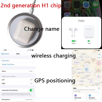 

Free DHL AiPods Rename + GPS positioning H1 chip generation 2 wireless charging bluetooth headphones earbuds headphones