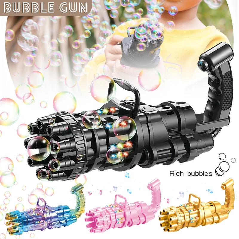 1pc Full-automatic Bubble Machine Plastic Portable Electric Bubbles Machines Musical Summer Soap Water Toys portable fireworks bubble machine 2023 new years party automatic bubble blower with light