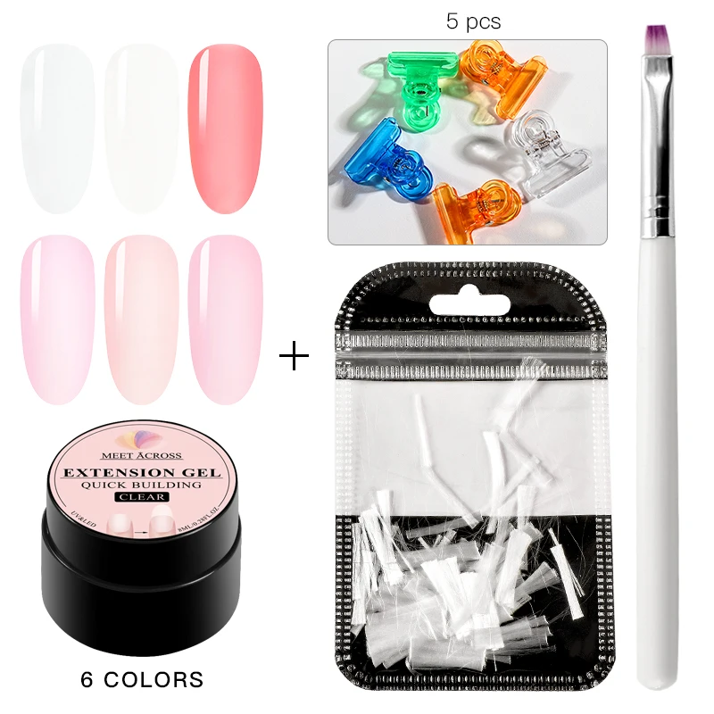 TZH05015 MEET ACROSS Poly Nail Gel Polish Set LED Clear UV Extension Nail Varnish Art Kit Quick Building For Nails Manicure Tool - Цвет: TZH05015