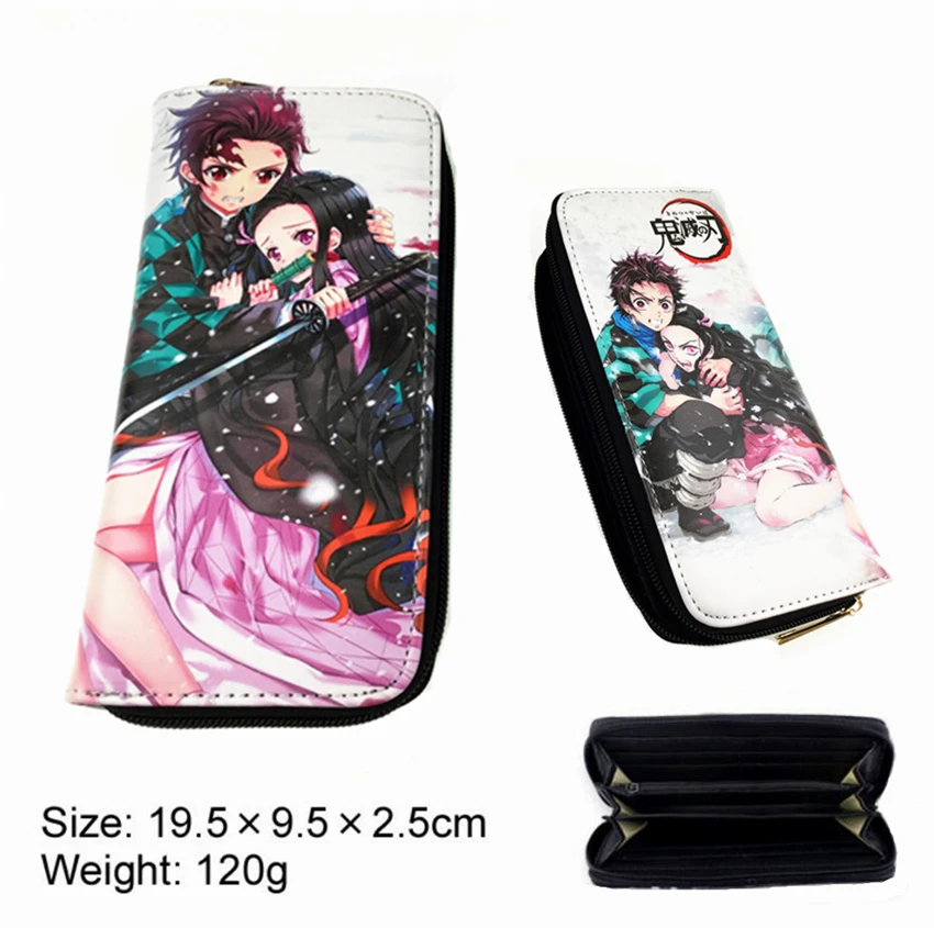 Demon Slayer Kimetsu no Yaiba бумажник из полиуретана на молнии Tanjirou кожаный кошелек кредитница ID карты слои мальчики девочки длинная сумка для монет