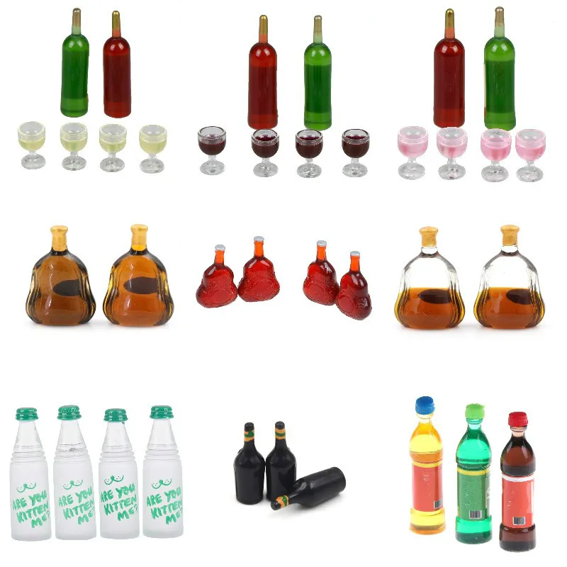 

Один комплект моделирование бутылки вина кукла Еда Кухня аксессуары для гостиной Деревянный Кукольный миниатюрные игрушки